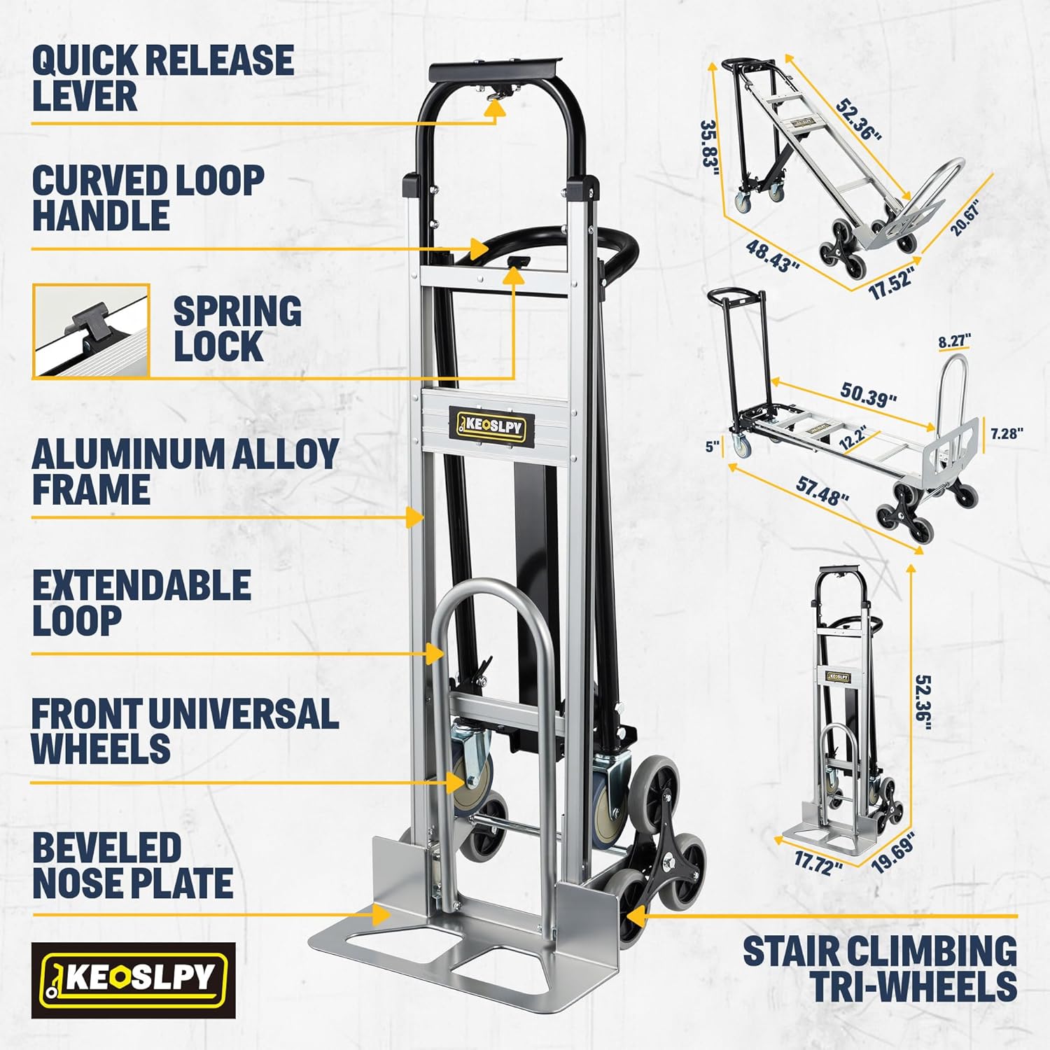 3 in 1 Industrial Convertible Hand Truck, 1000 LBS Capacity Heavy Duty Platform Cart, Utility