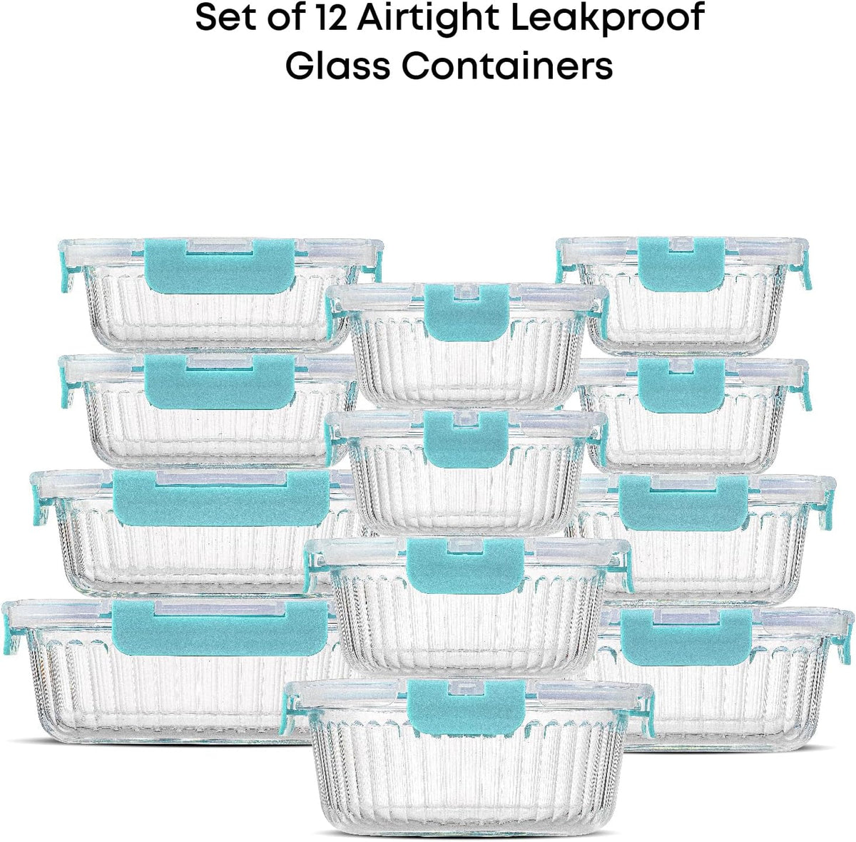 JoyJolt 24pc Borosilicate Glass Storage Containers with Lids | 12 Airtight/Freezer Safe Food