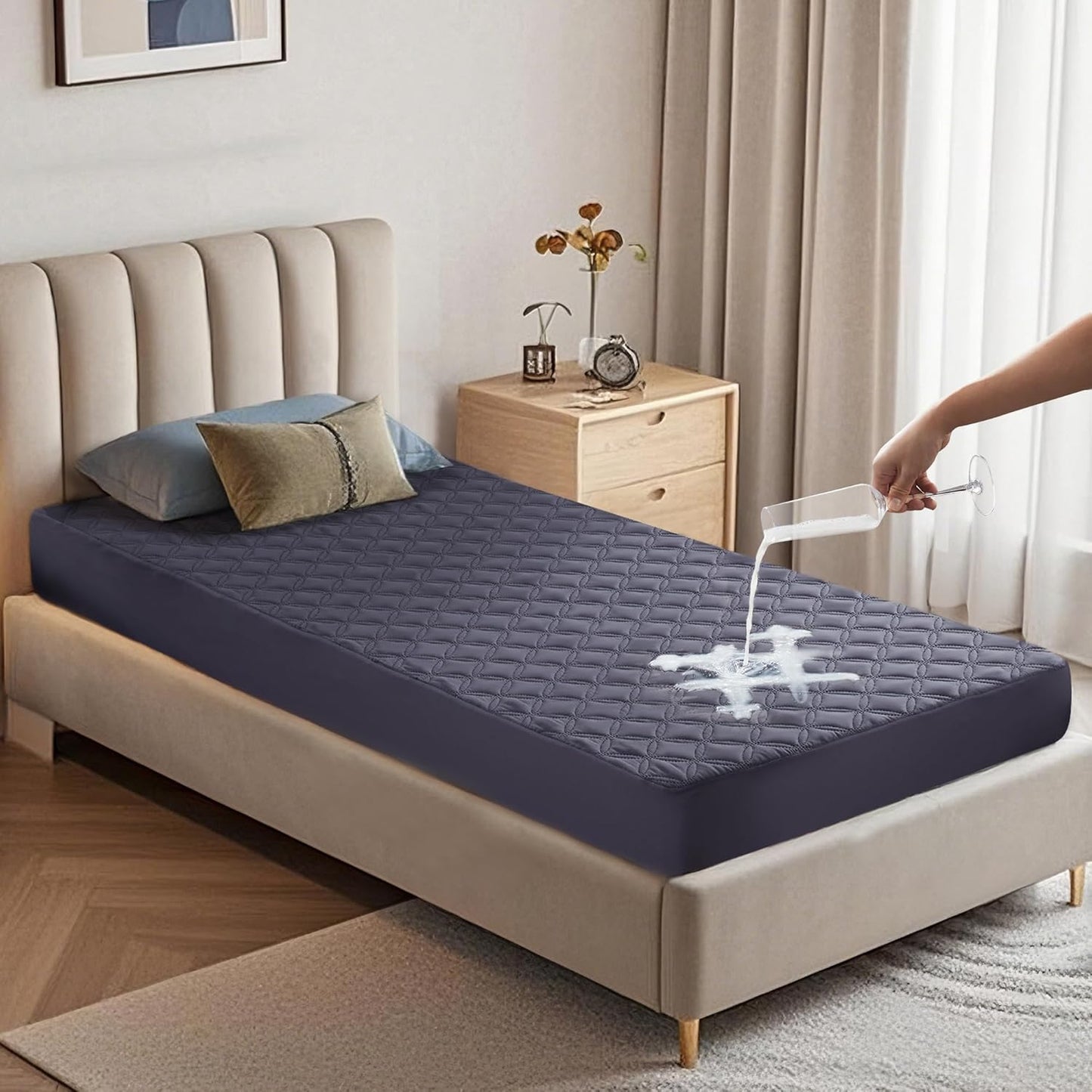 BEDLORE Waterproof Mattress Protector, Twin Size Noiseless Mattress Pad with Deep Pocket 6"-15"