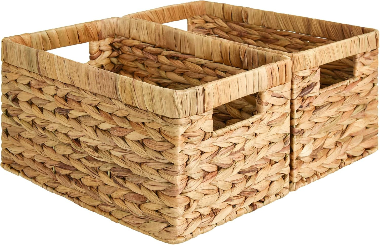 StorageWorks Wicker Basket, Baskets for Organizing, Storage Basket with Built-in Handles, Water
