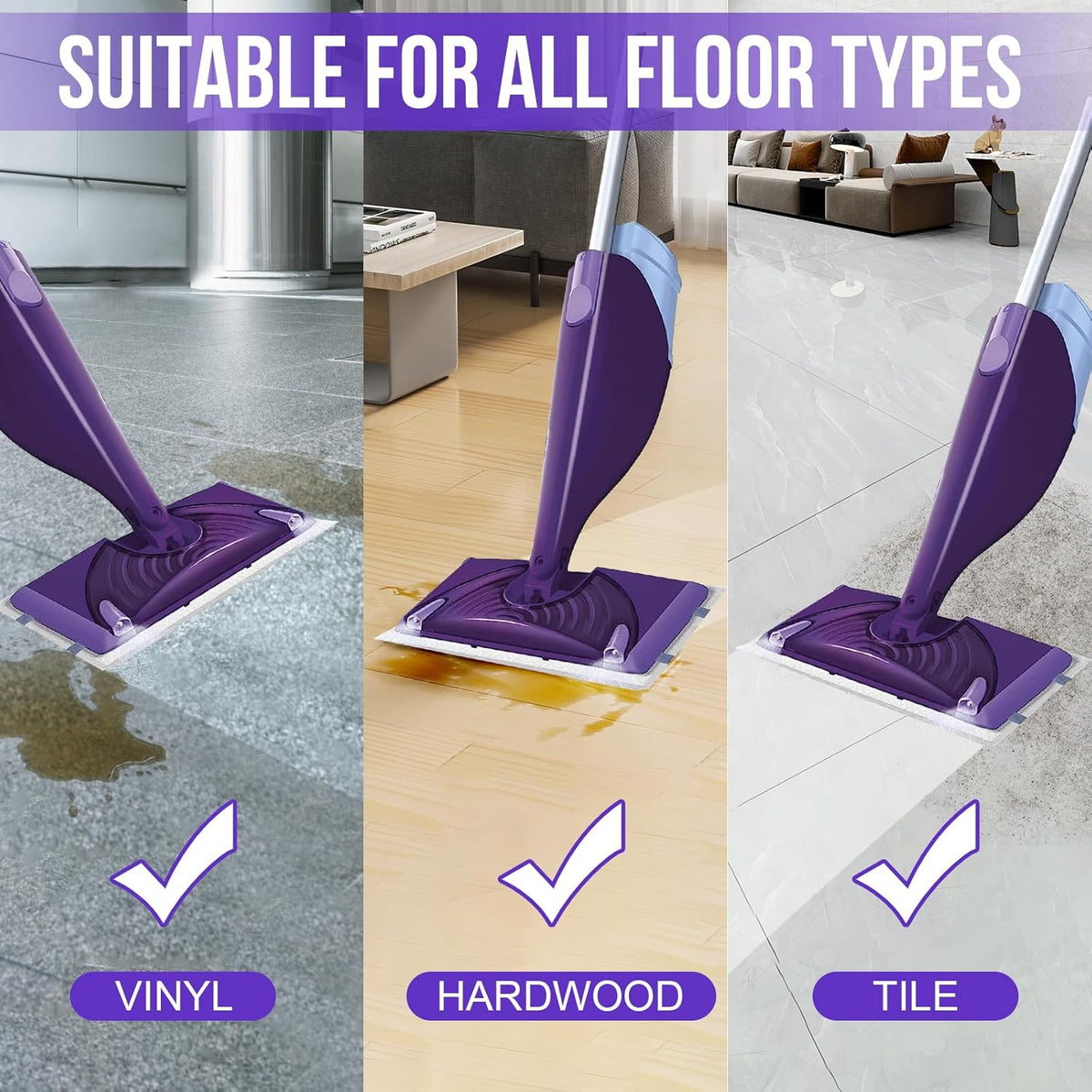 Mopping Pad Refill Compatible with Wet Jet Mop, Disposable Multi Surface Wetjet Hardwood Floor