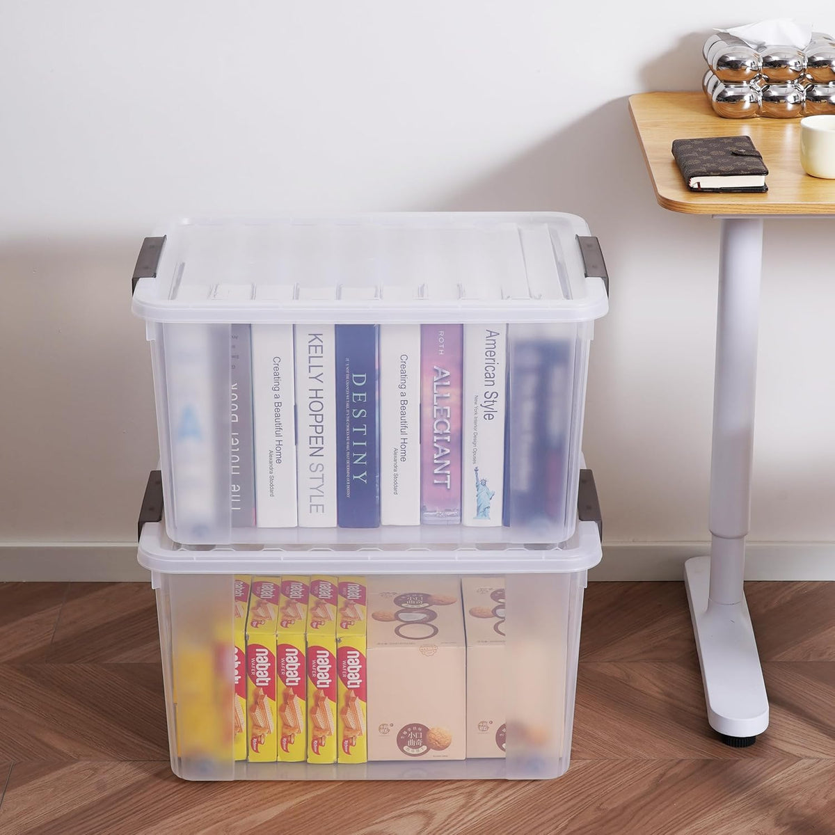 Citylife 6 Packs 69 QT Plastic Storage Bins with Lids Large Stackable Storage Containers for