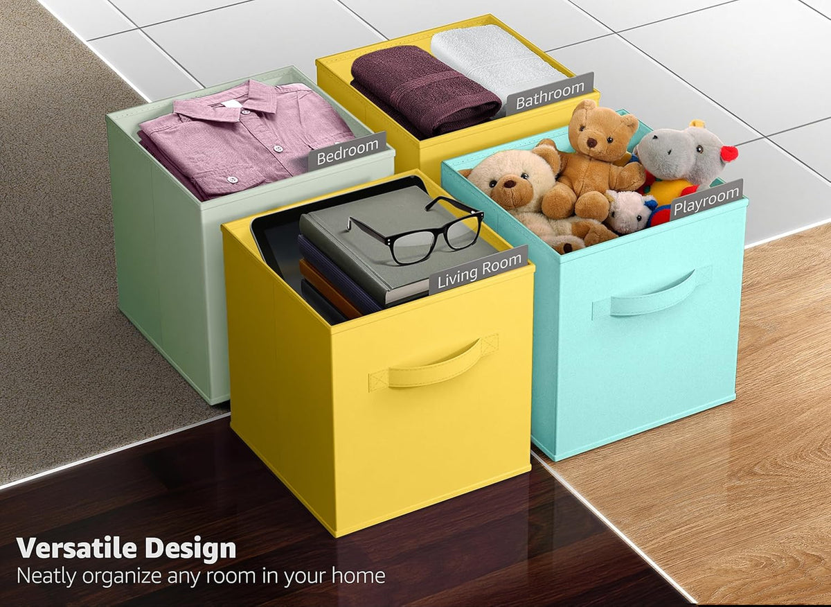 Sorbus Storage Cubes - 11" Foldable Storage Bins with Handle for Nursery, Playroom, Closet