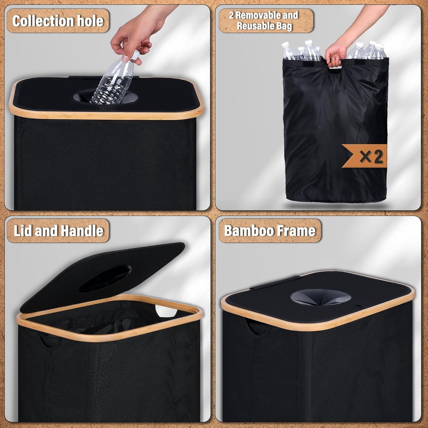 efluky Recycling Bin for Kitchen 26 Gallon, 100L Recycle Bin with 2 Removeable and Reusable Inner