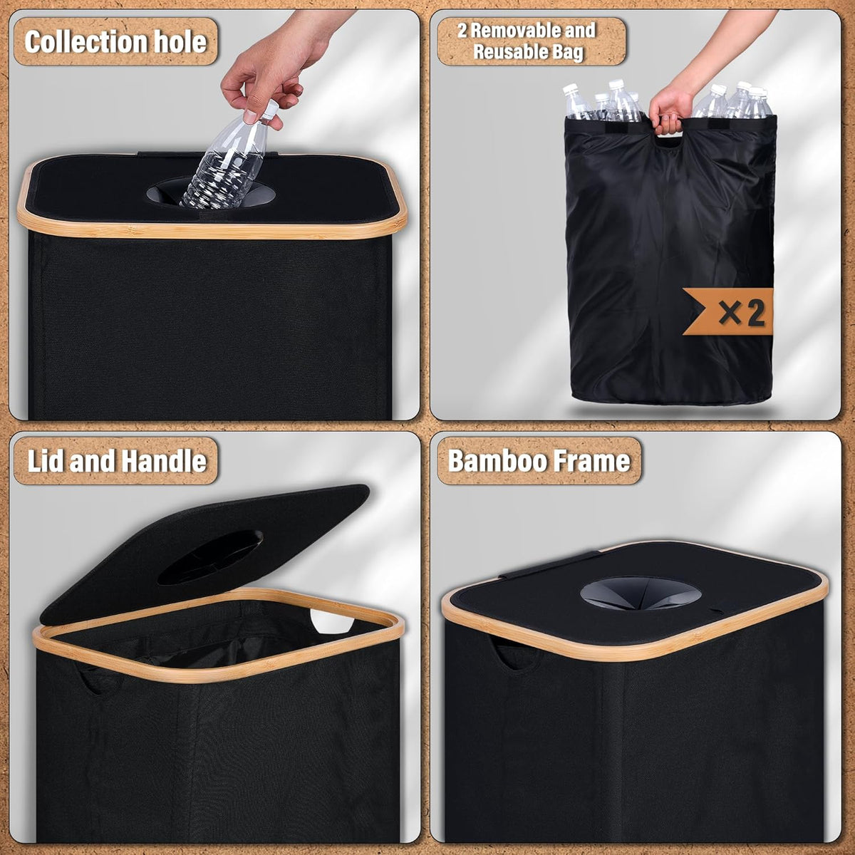efluky Recycling Bin for Kitchen 26 Gallon, 100L Recycle Bin with 2 Removeable and Reusable Inner