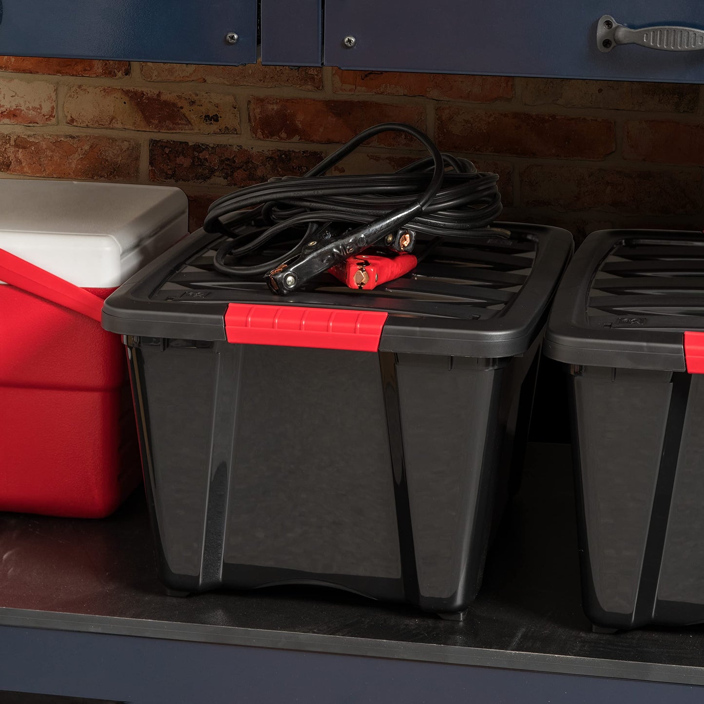 IRIS USA 6-Pack 32 Quart Storage Bins with Lids, Black