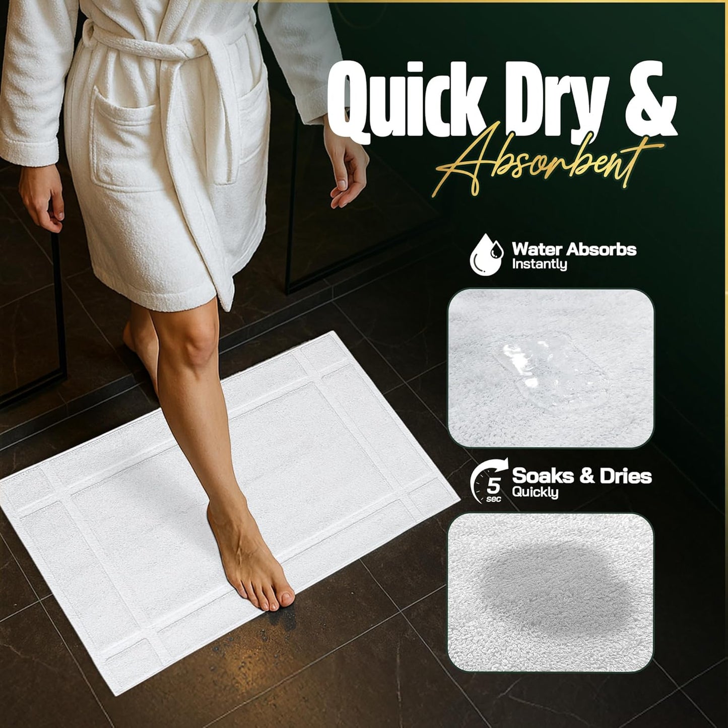 Pearl Linens Pack of 6 100% Cotton Bath Mat 20X30 inches, Soft & Absorbent Quick Dry Bathroom Mat