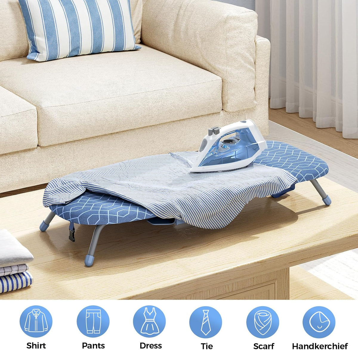 APEXCHASER Ironing Board Small with Iron Holder, Tabletop Small Iron Board with 2 Heat Resistant
