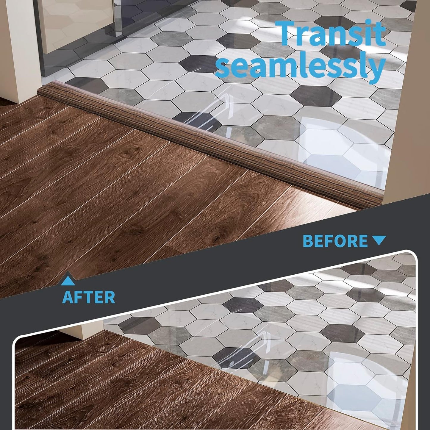 Art3d Vinyl Floor Transition Strip - Laminate Floor Divider for Joining Gaps and Carpets, Brown (10
