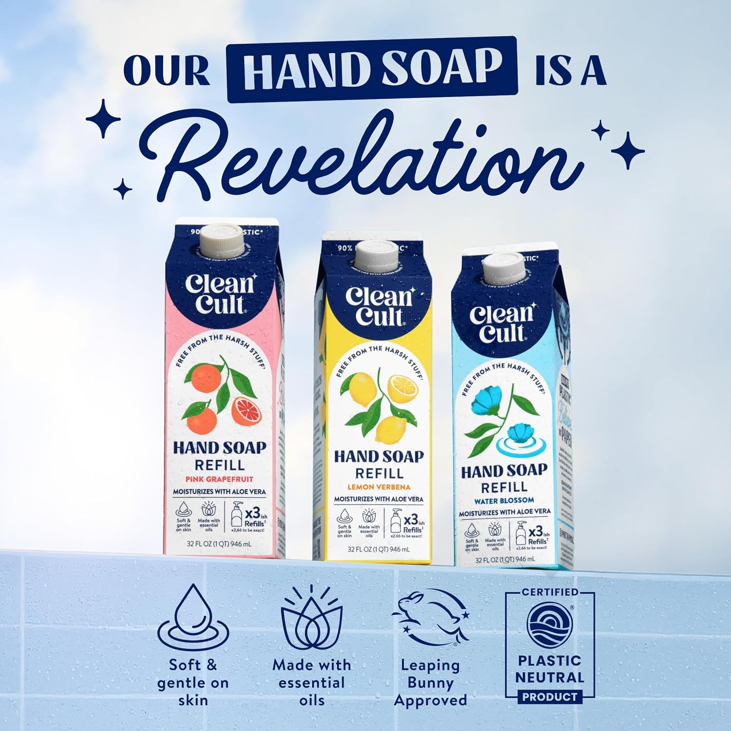 Cleancult Liquid Hand Soap Refill - Lemon Verbena - Moisturizes Dry & Sensitive Skin - Made with