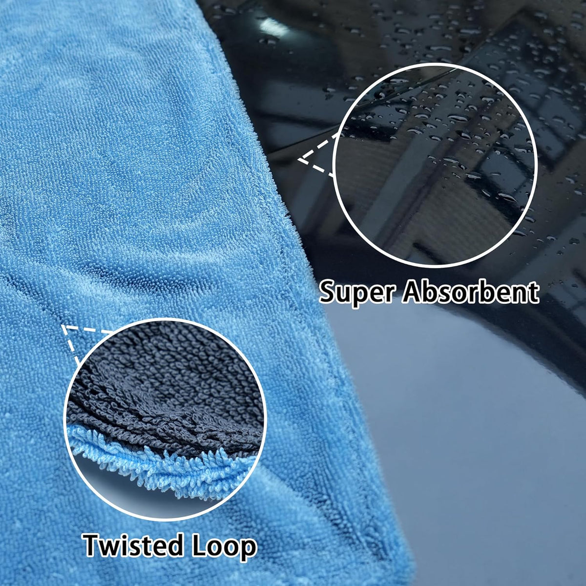 Greenfound Microfiber Towel for Cars, 1000GSM Car Drying Towel, Double Twist Pile & Edgeless