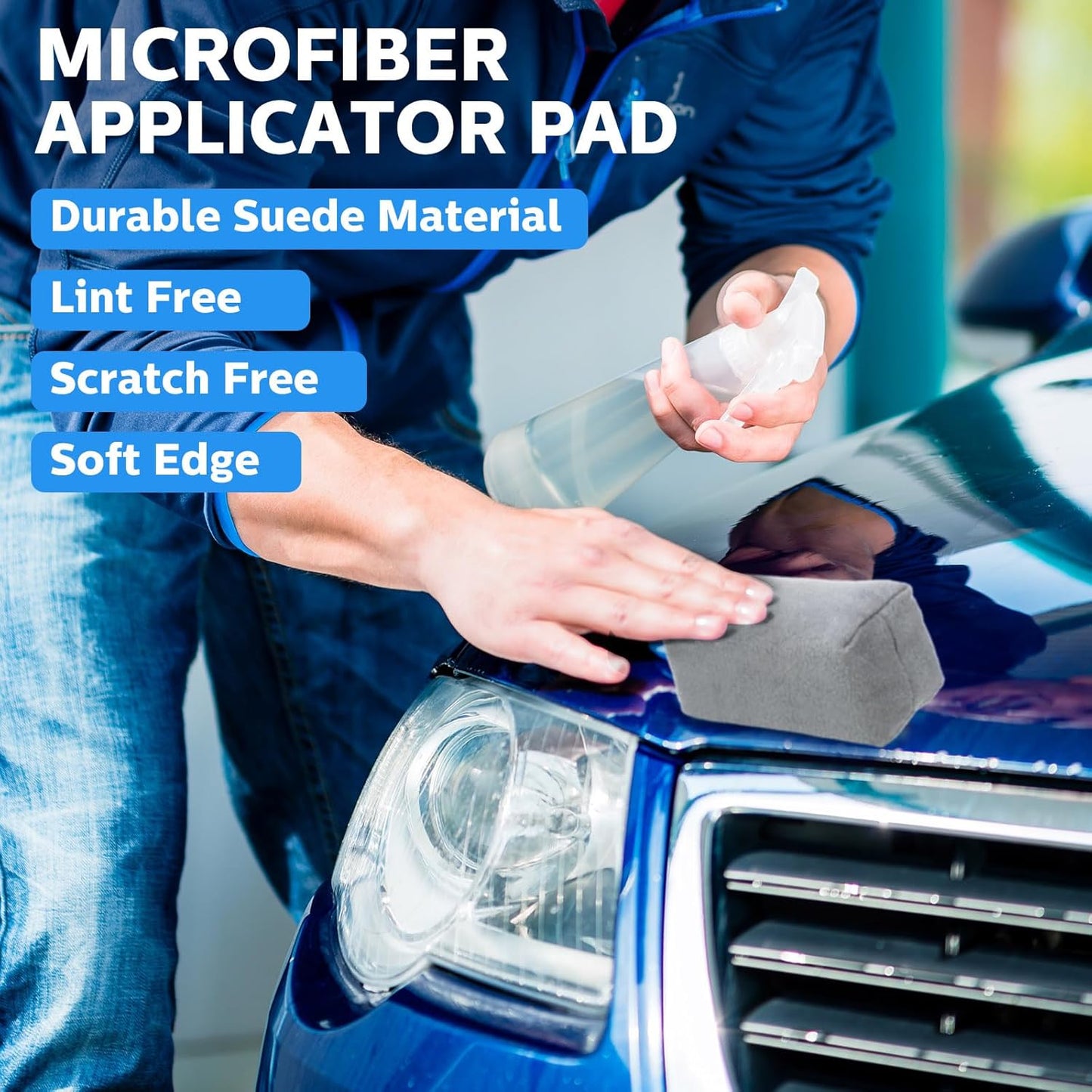 Riakrum 12 Pack Microfiber Applicator Pads Suede Car Detailing Sponge Ceramic Coating Applicator