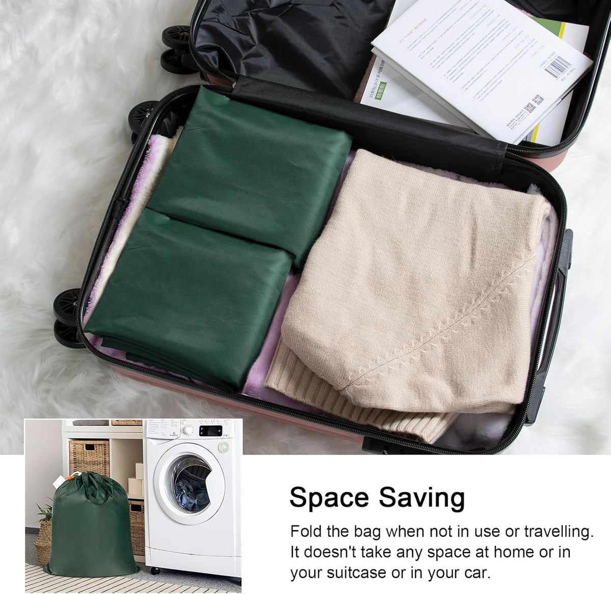 Polecasa Small Heavy Duty Laundry Bag with 130gsm Tear Resistant Fabric and Handles, Easy to Carry