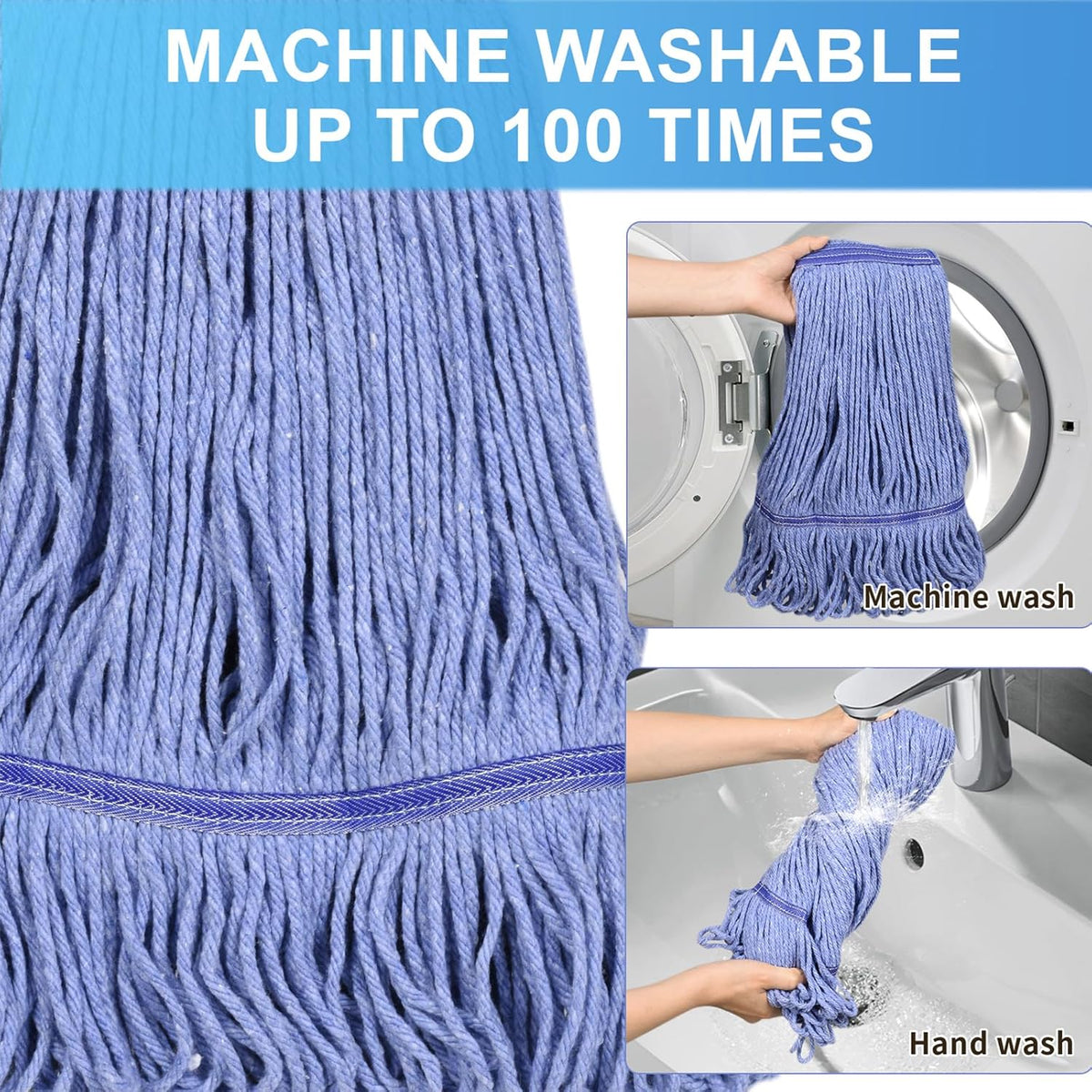 Commercial Mop with Extra Head Replacement, 63Inch Handle Heavy Duty Industrial Mop Looped-End
