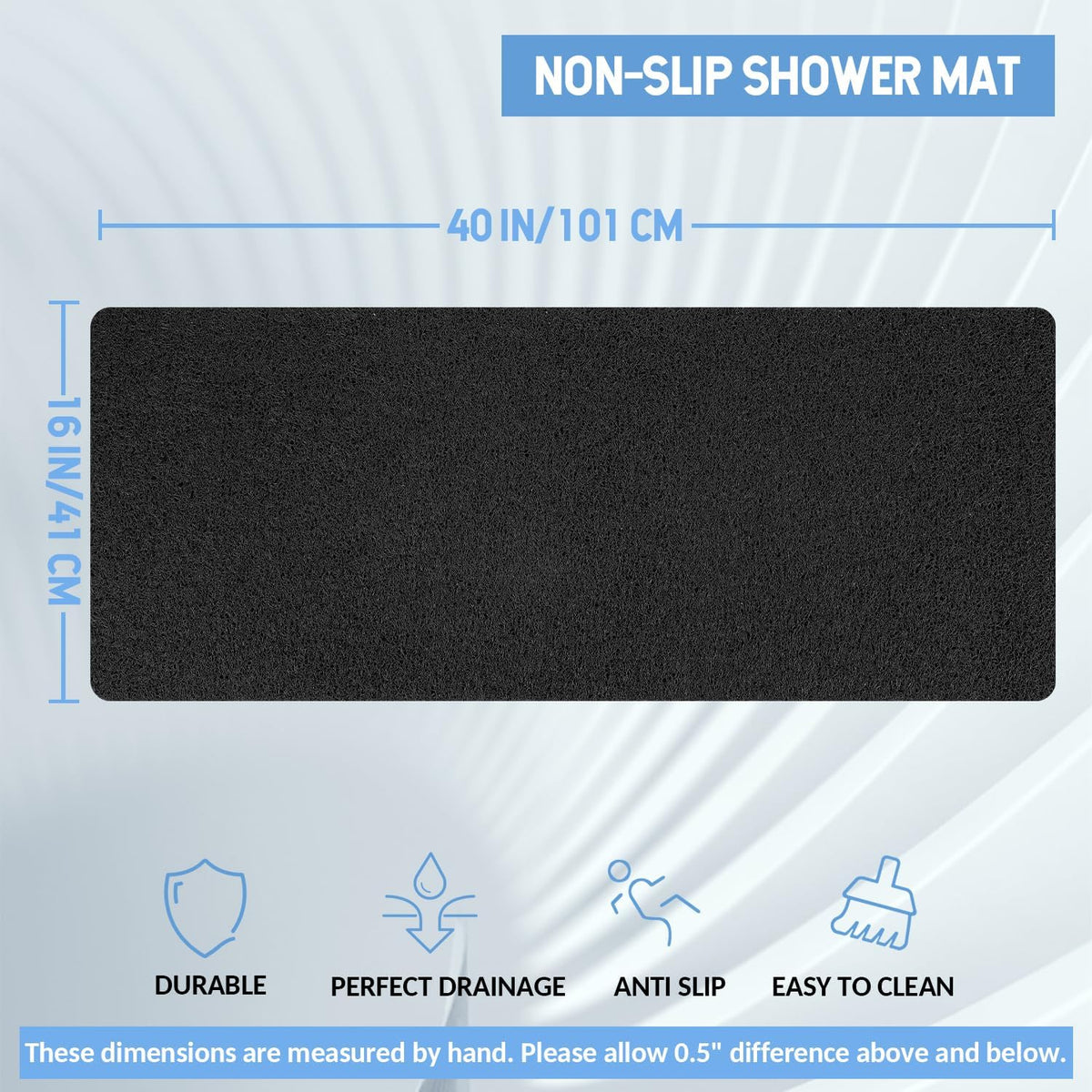 Non-Slip Bathtub Mat, Anti Slip Shower Mat, Fast Drying Bathtub Mats, Foot Scrubber Mat, Anti Slip