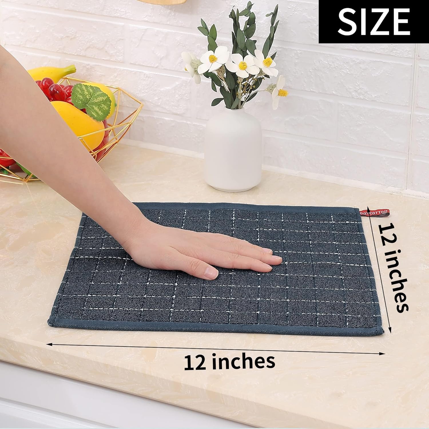 Homaxy 100% Cotton Terry Kitchen Dish Cloths, Ultra Soft and Absorbent Dish Towels for Kitchen