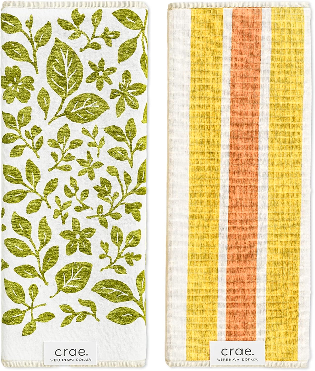 Microfiber Hand Towel & Washcloth Set of 2 - Double-Sided, Waffle Weave, Super Absorbent