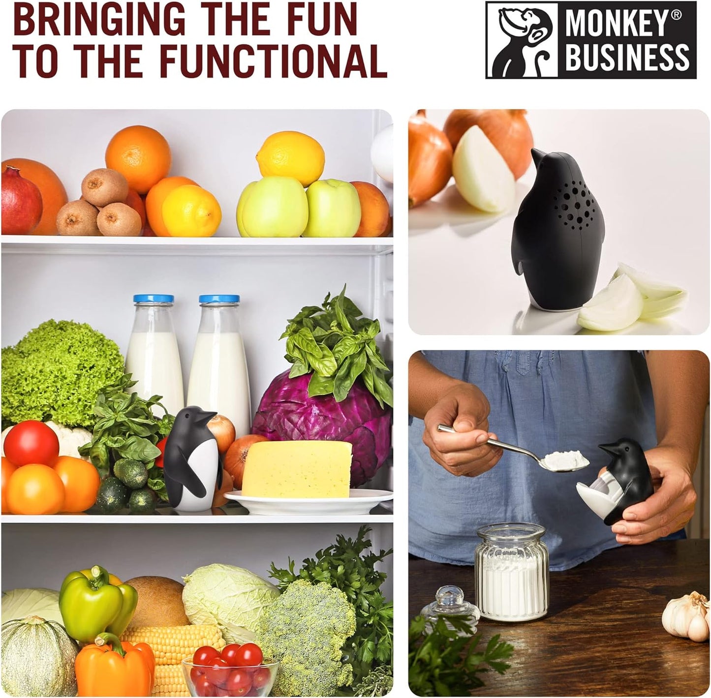 Monkey Business Chill Bill Refrigerator Deodorizer, Baking Soda Container, Baking Soda Fridge