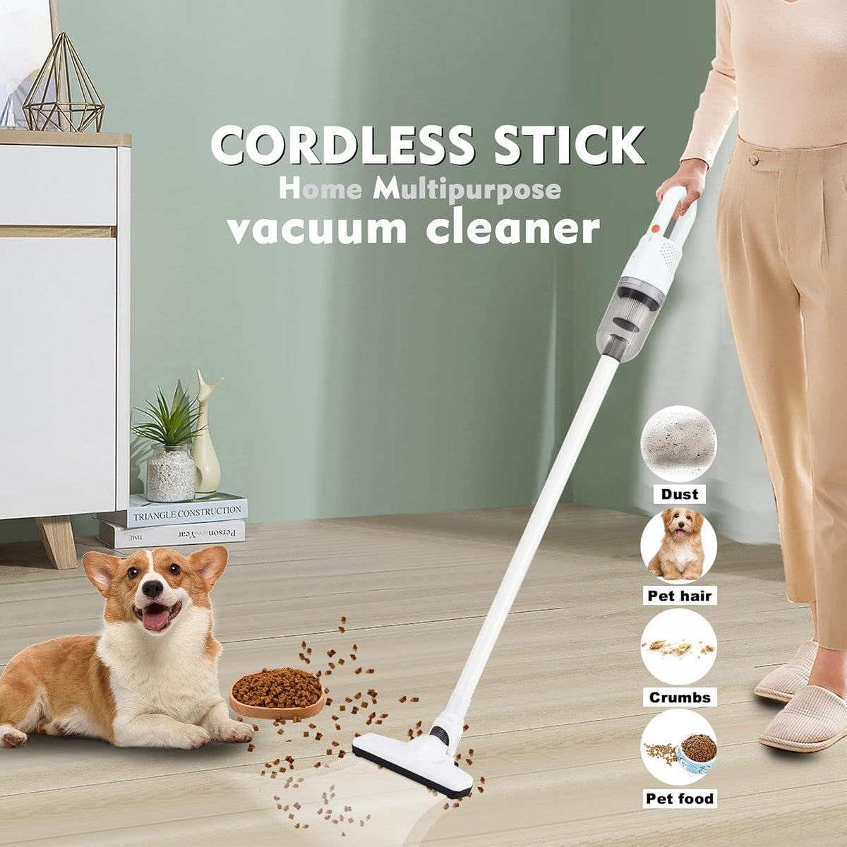 6-in-1 Lightweight Stick Vacuum Cleaner with 100W Powerful Motor, Mini Portable Household Handheld