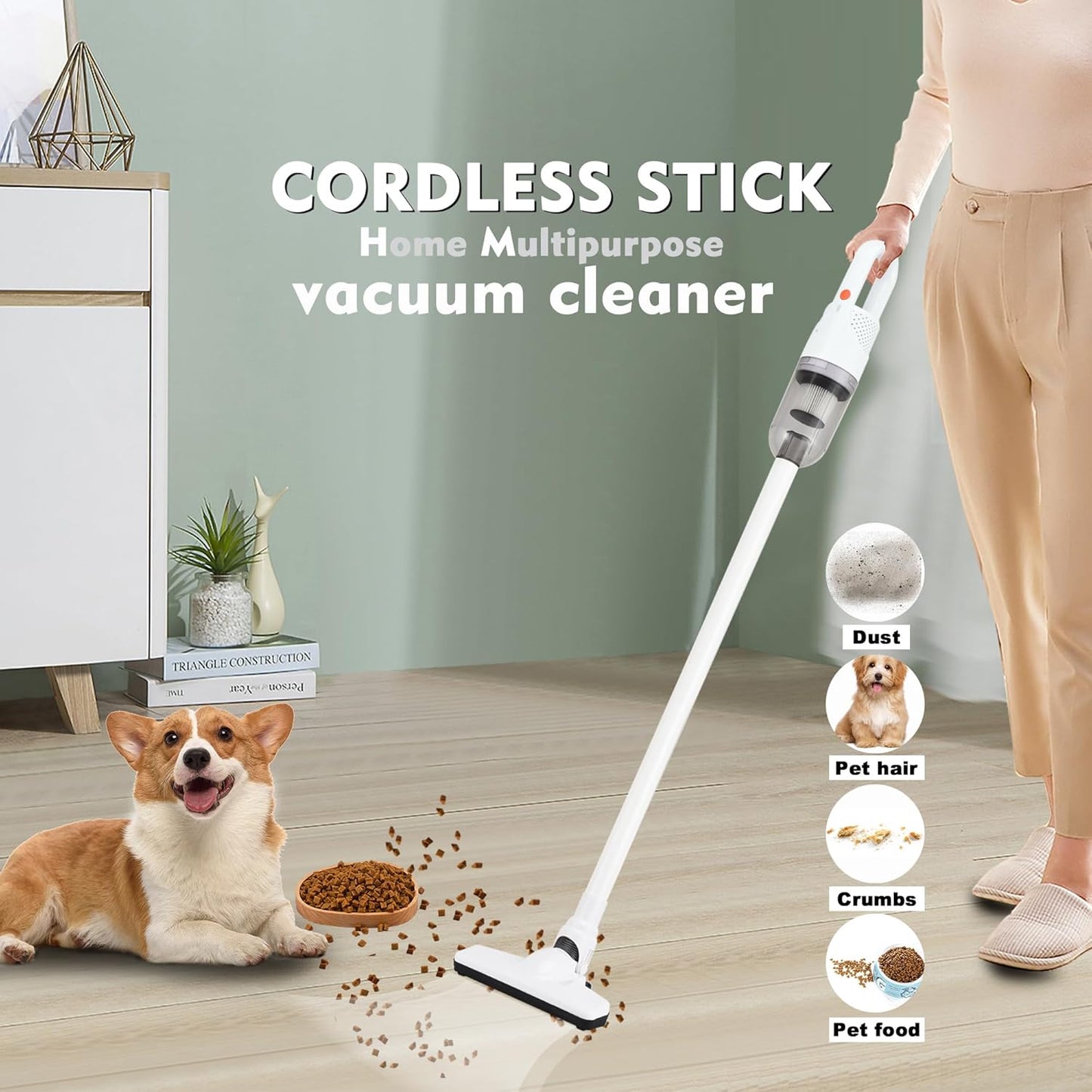 6-in-1 Lightweight Stick Vacuum Cleaner with 100W Powerful Motor, Mini Portable Household Handheld