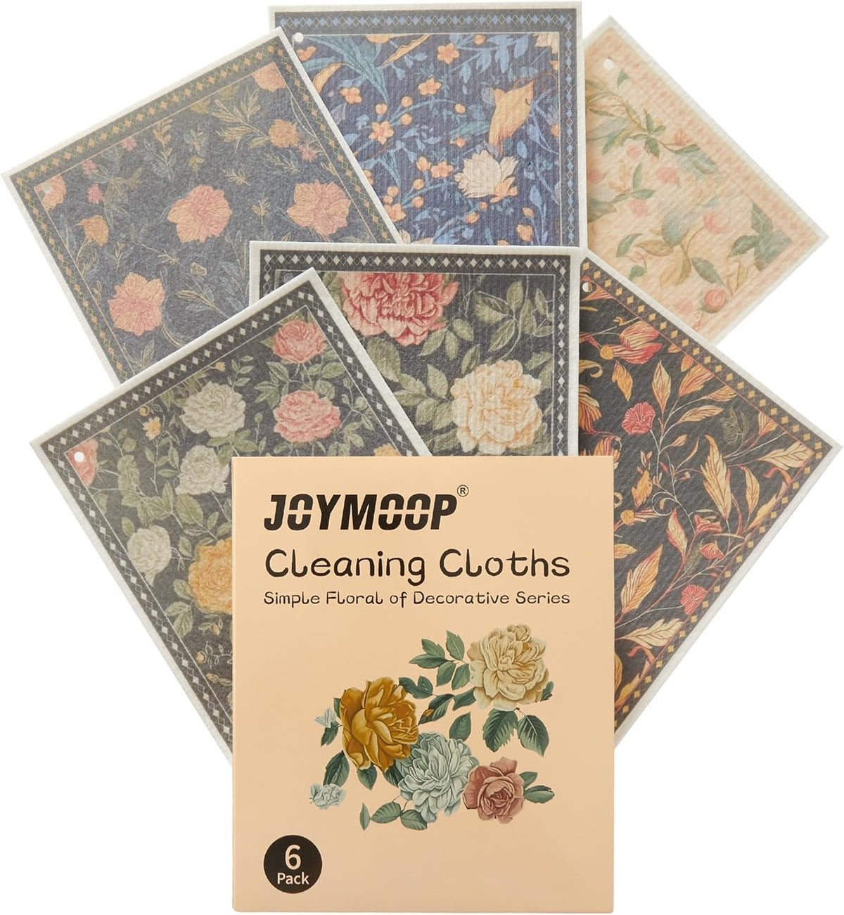 JOYMOOP 6 Pack Dishcloths for Kitchen, Reusable Paper Towels Washable, Absorbent Non-Scratch Dish