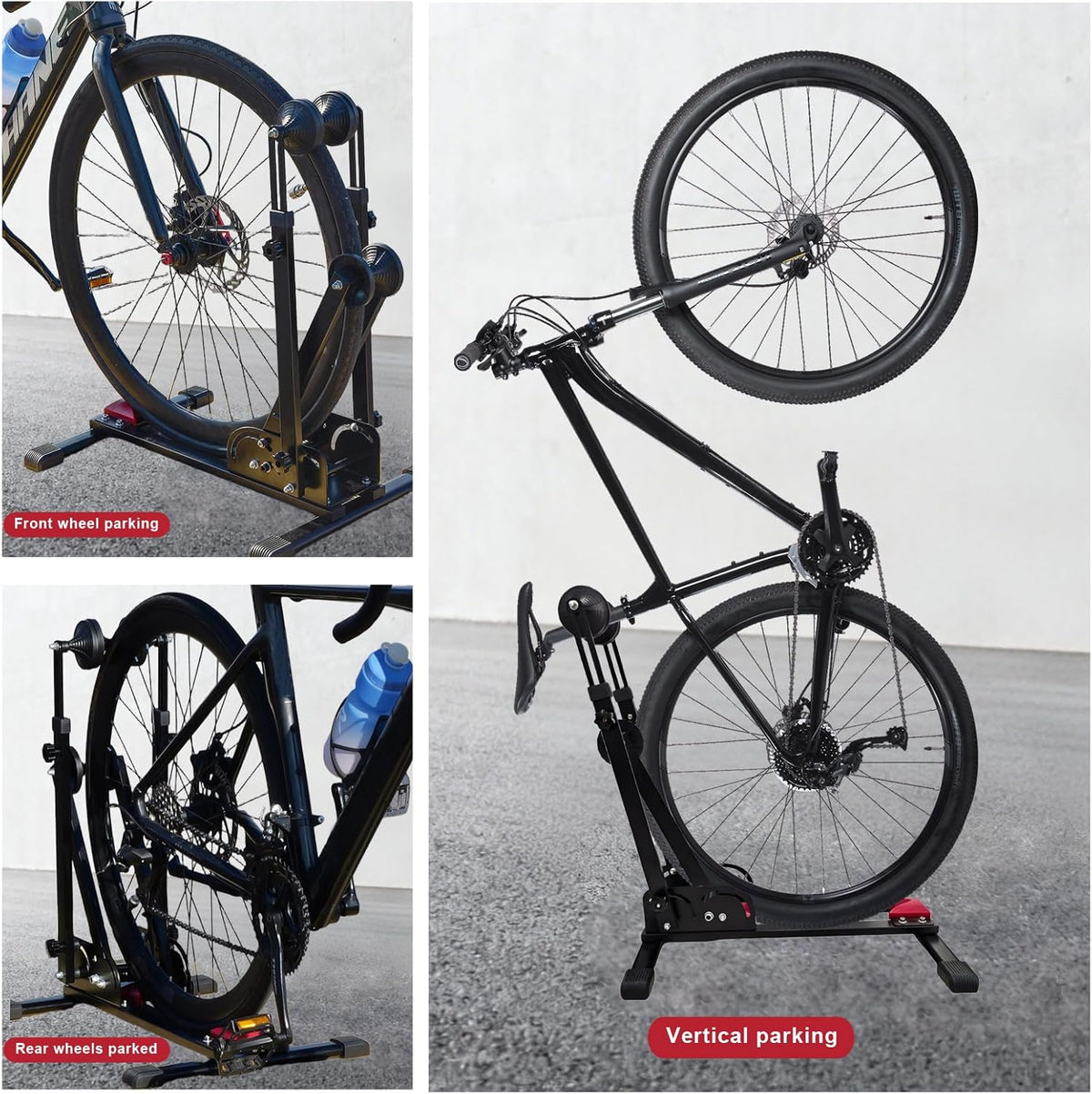 Heavy-Duty Floor Bike Stand, Freestanding Bicycle Storage Rack, Adjustable Dual Support Arms