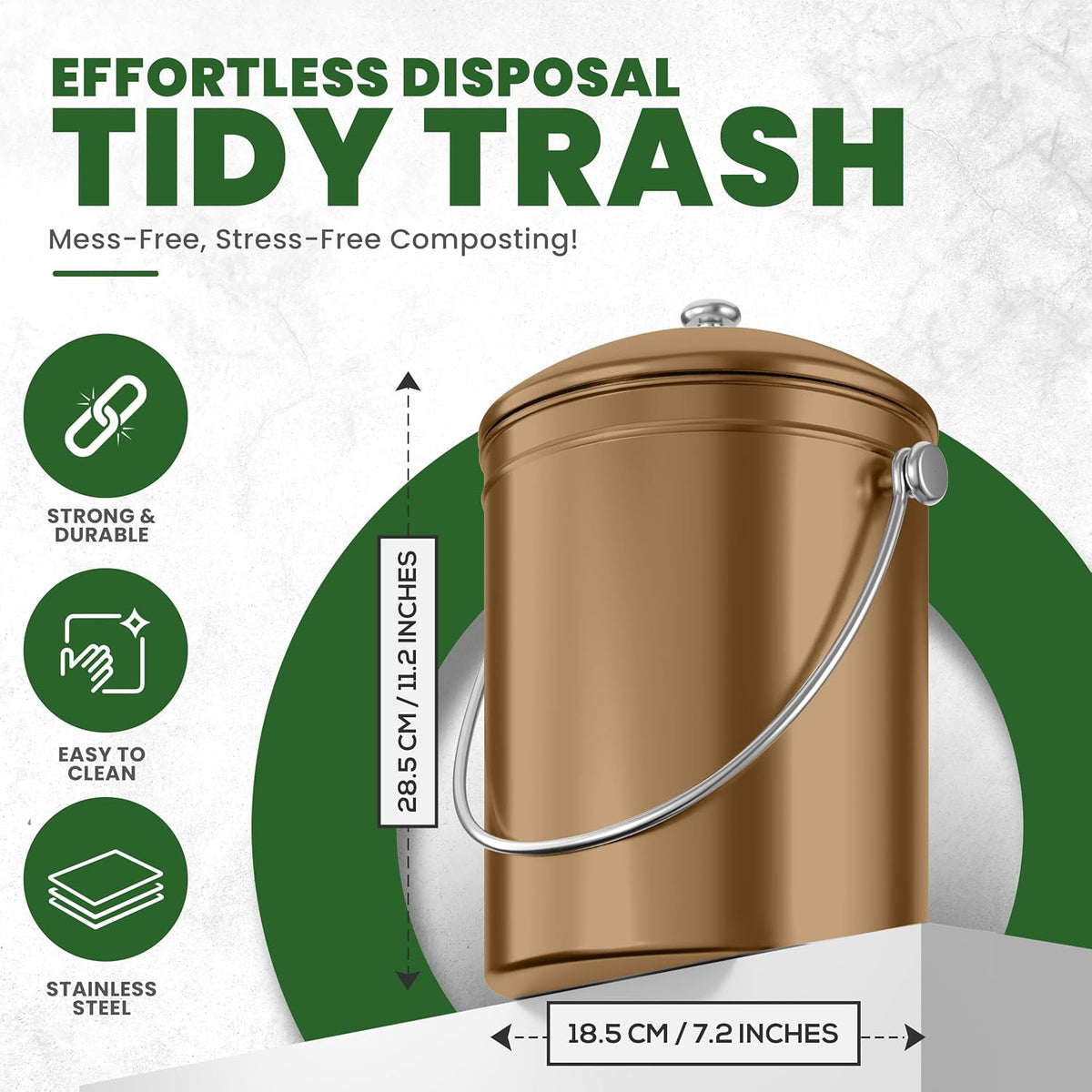 Utopia Kitchen Compost Bin for Kitchen Countertop, 1.3 Gallon Compost Bucket for Kitchen with Lid