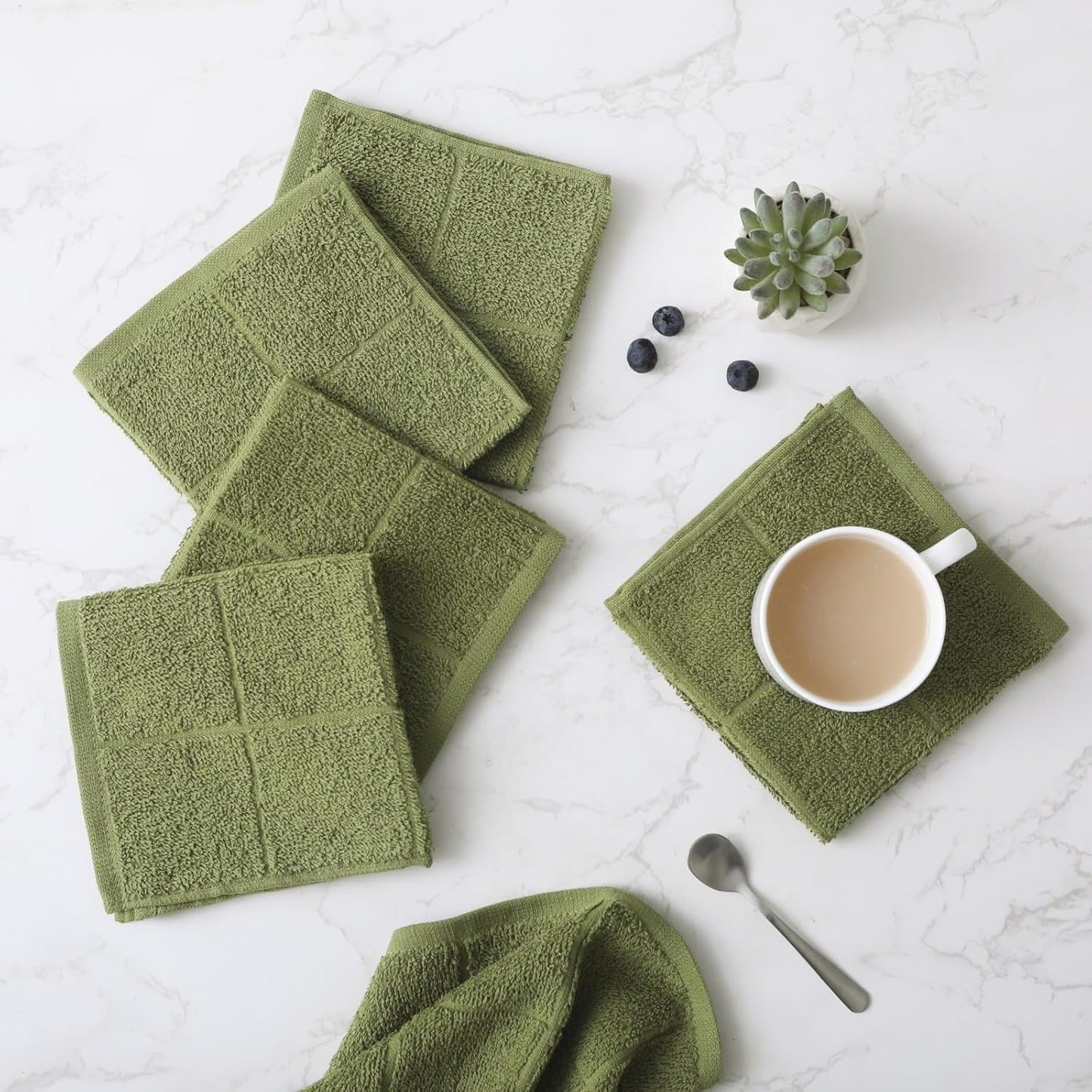 Glynniss Kitchen Dish Cloths Highly Absorbent Dish Rags 100% Cotton Wash Cloths for Washing Dishes