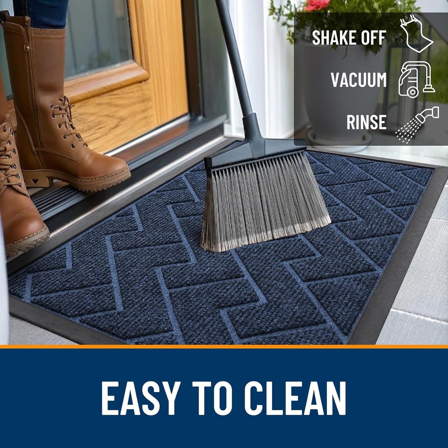 OLANLY Front Door Mat Indoor Outdoor Entrance, Waterproof All-Season, All-Weather Doormat, Sturdy