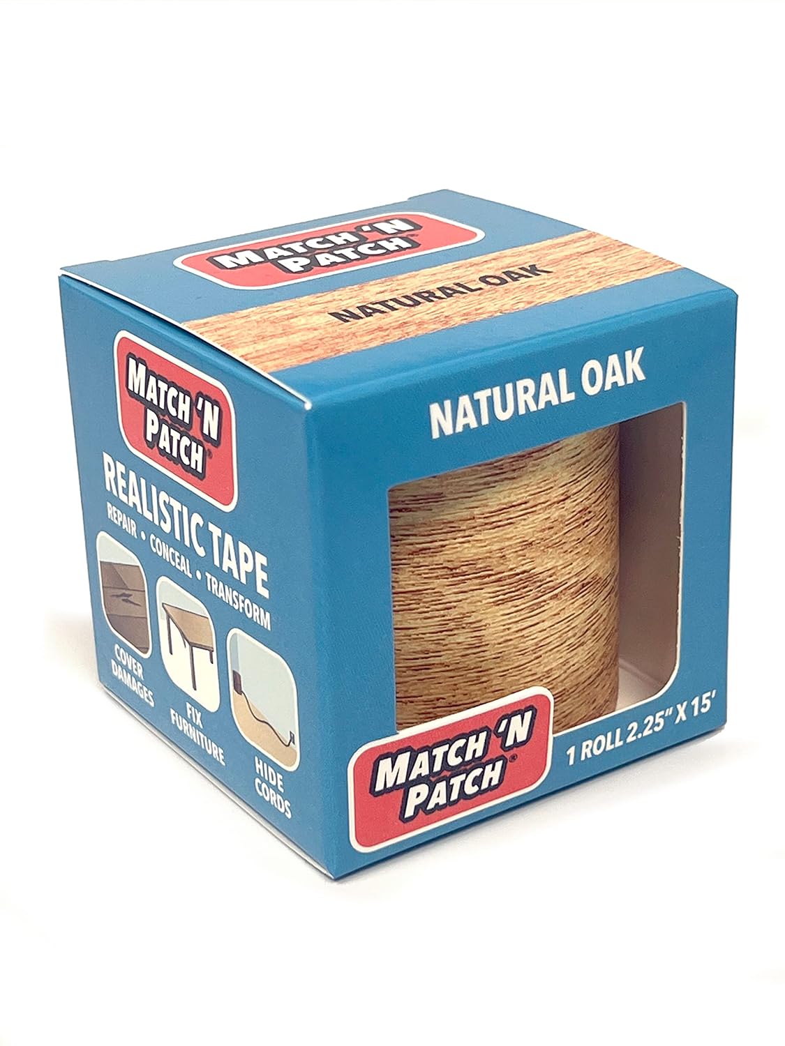 MATCH 'N PATCH Realistic Wood Grain Repair Tape - Durable Multi-Use Adhesive Tape for Furniture