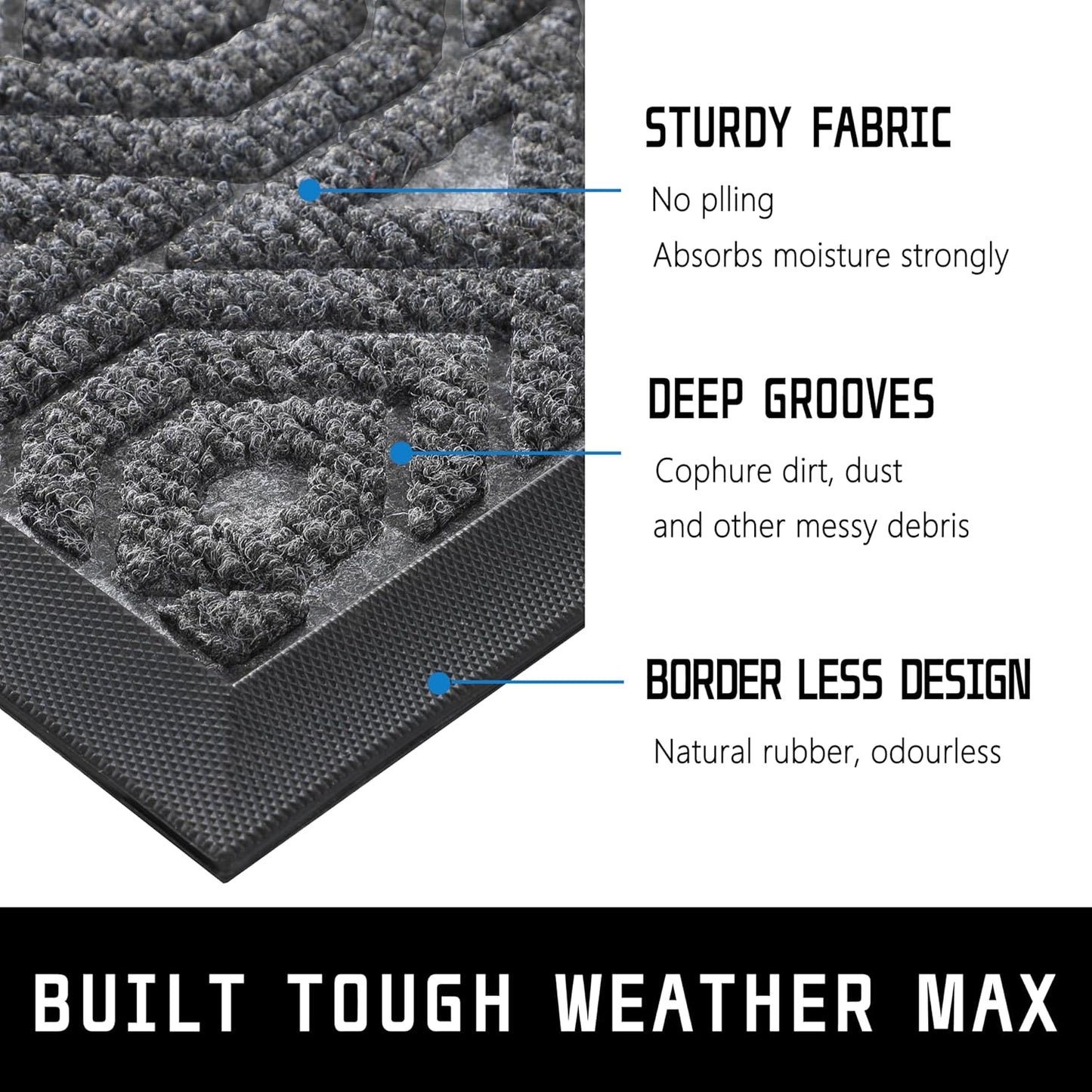 Yimobra Door Mat, Outdoor Indoor Entrance Welcome Mat, Heavy Entry Front Door Mat, Stain & Fade