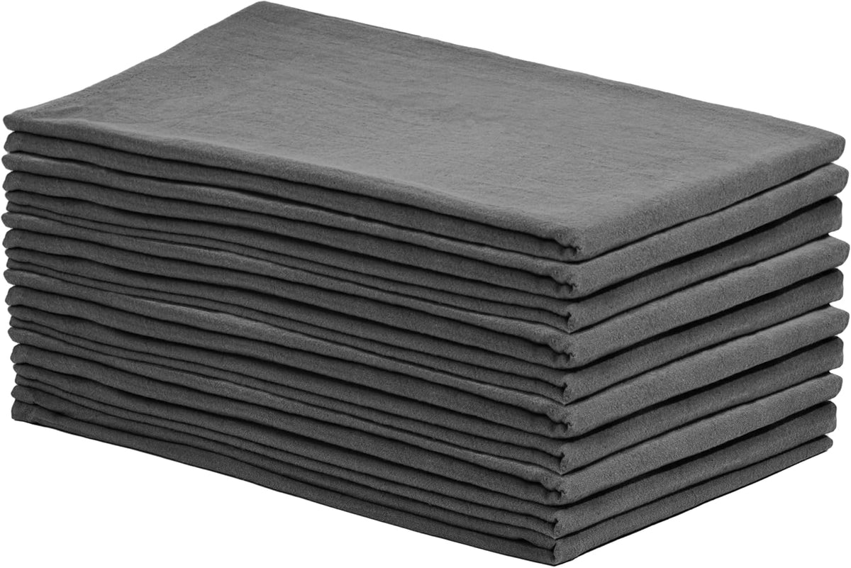Organic Cotton Gray Tea Towels - 10 Pack, 27"x27", 100% Cotton Gray Flour Sack Towels for Kitchen