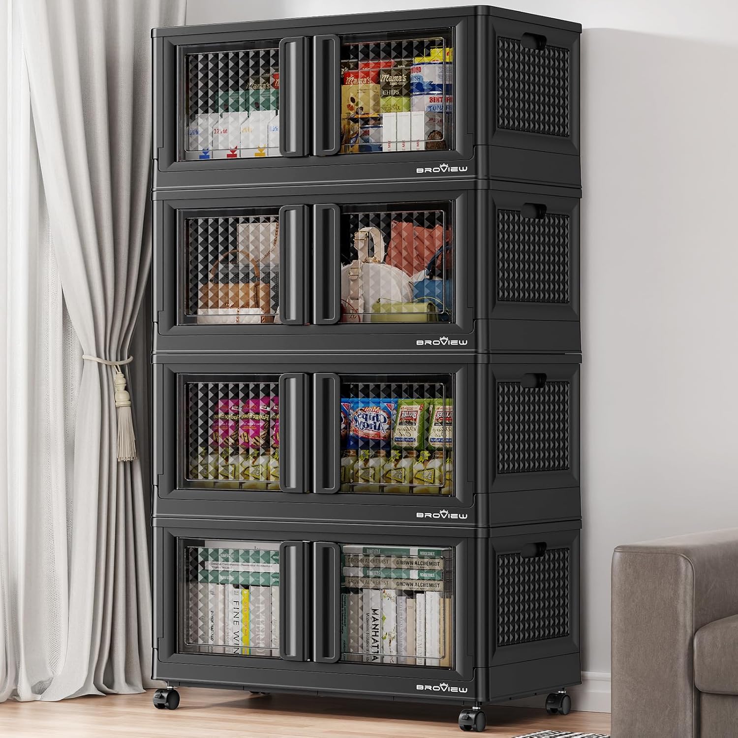 BROVIEW 400Qt Stackable Storage Bins with Lids, 100Gal Closet Organizers and Storage Drawer