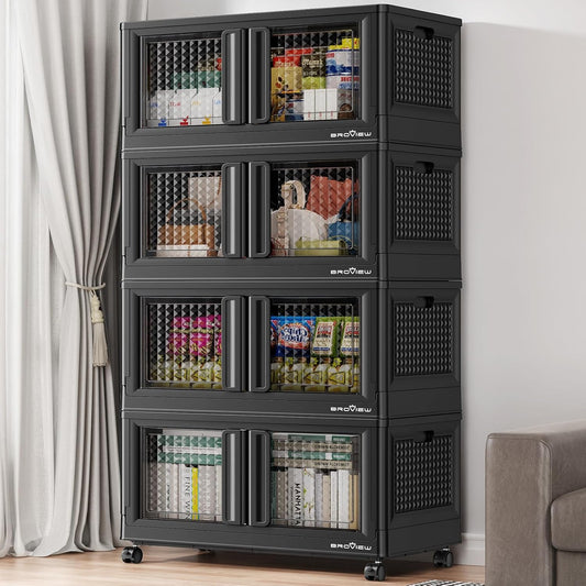BROVIEW 400Qt Stackable Storage Bins with Lids, 100Gal Closet Organizers and Storage Drawer
