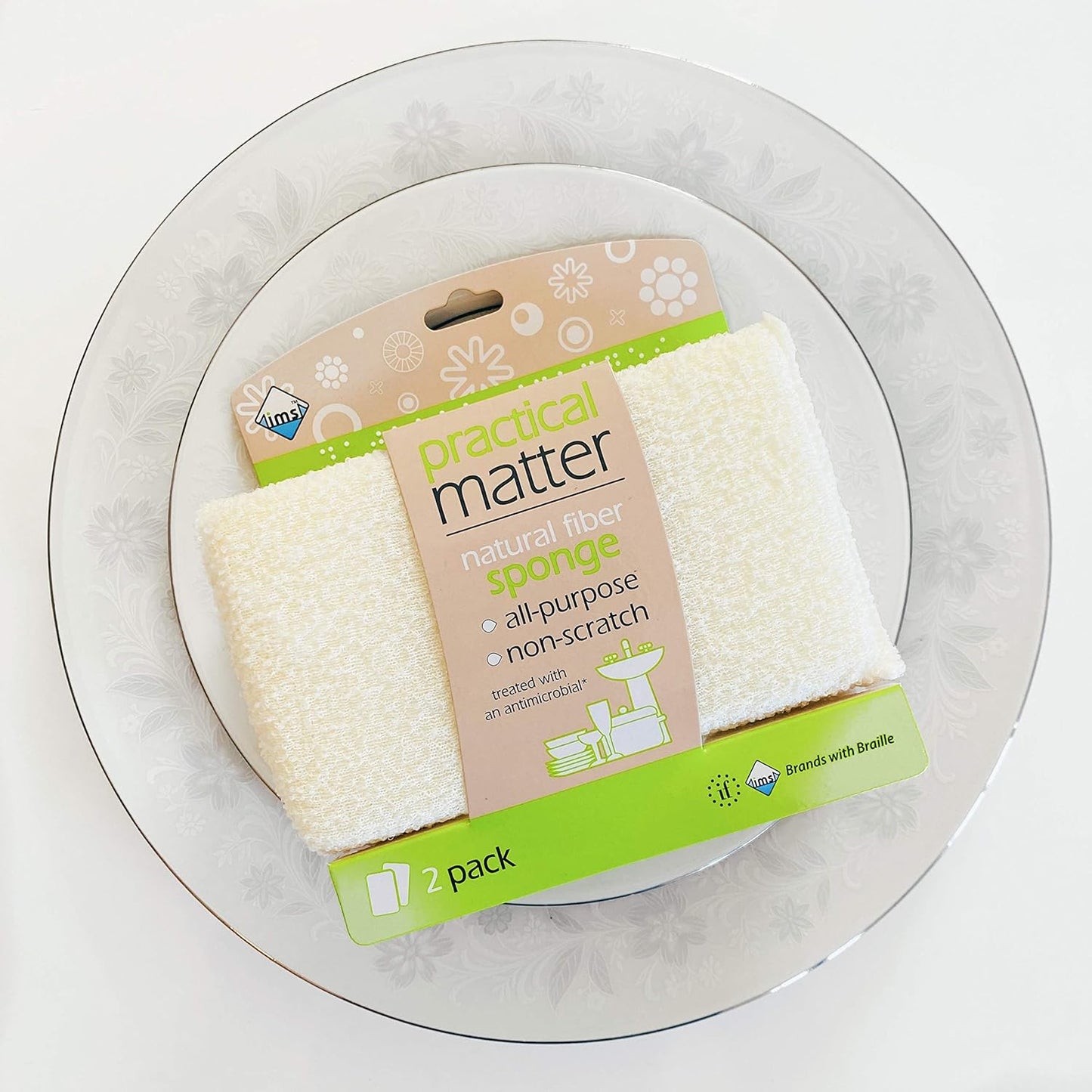 Practical Matter Kitchen Sponge, Organic Cotton Fiber All-Purpose Dish Sponges for Washing Dishes