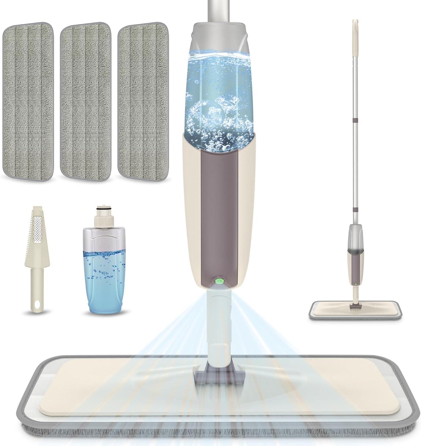 Spray Wet Mops for Hardwood Floor Cleaning - MEXERRIS Dust Dry Mops with 3 Reusable Washable Pads
