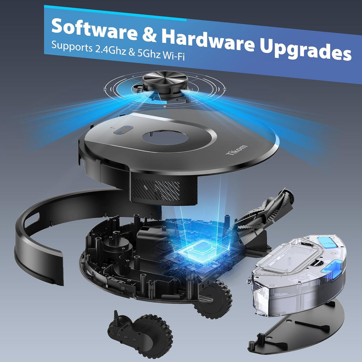 Tikom Robot Vacuum and Mop Combo, 6000 Pa Automatic Robotic Vacuum Cleaner, Smart Mapping, 150 Min