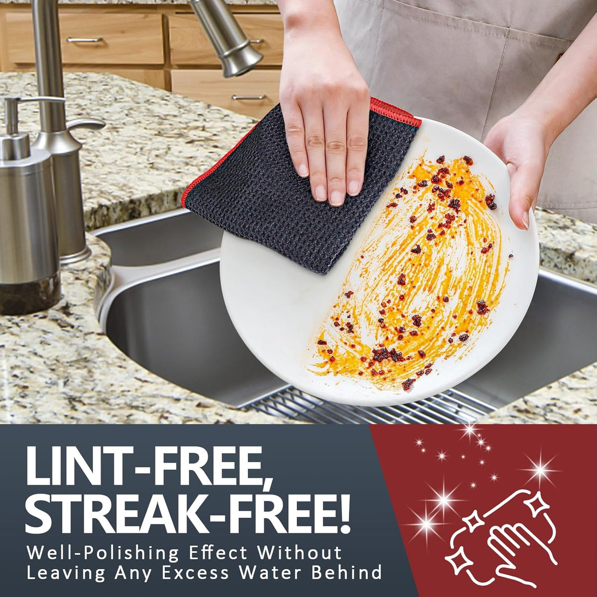 Airlab Microfiber Cleaning Cloth Waffle Weave Dust Rags for Household Kitchen Towel Absorbent Quick