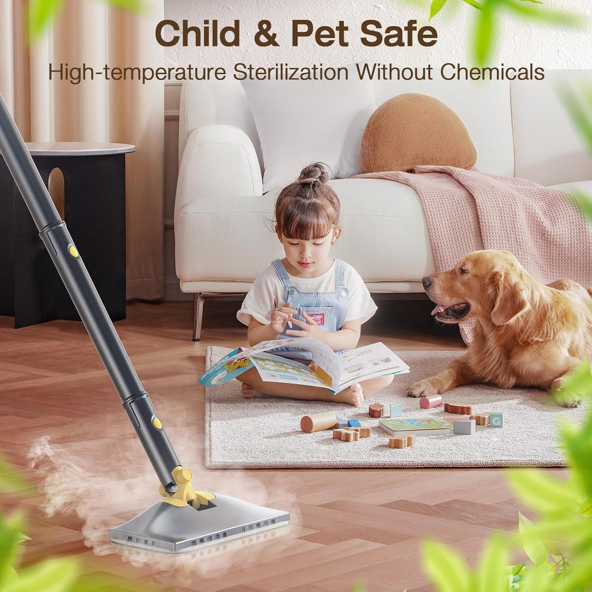 ScrubWiz Steam Mop Cleaner with Detachable Handheld Steamer, 10-in-1 Multi Accessories, Washable