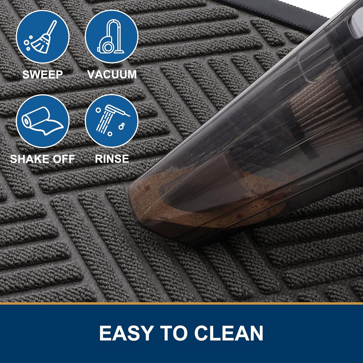 Smiry Half Circle Front Door Mat Outside Entrance, Heavy Duty Outdoor Indoor Natural Rubber