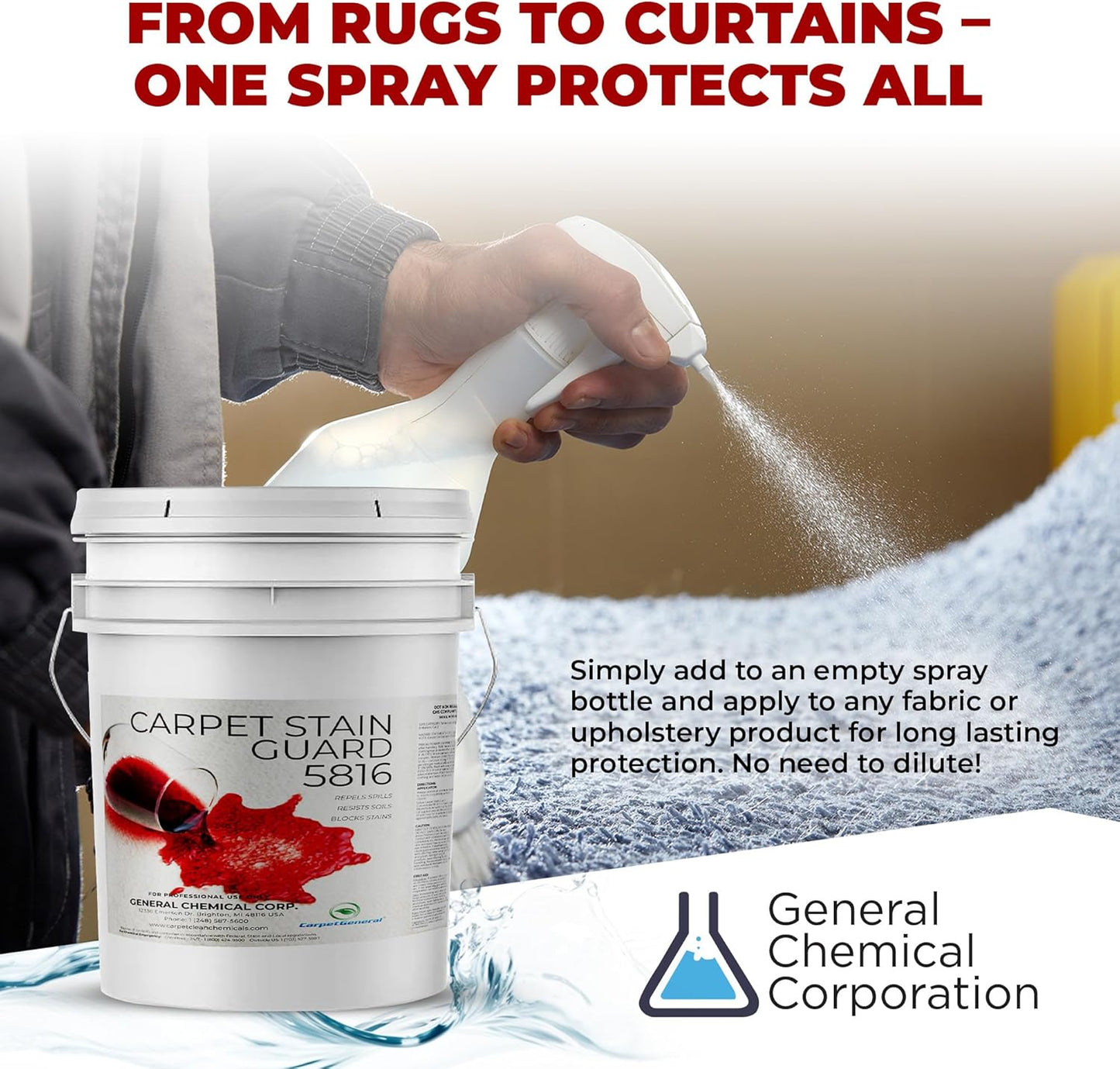General Chemical Stain Shield Spray - Safe Fabric Protector Spritz and Stain Guard 5816 for