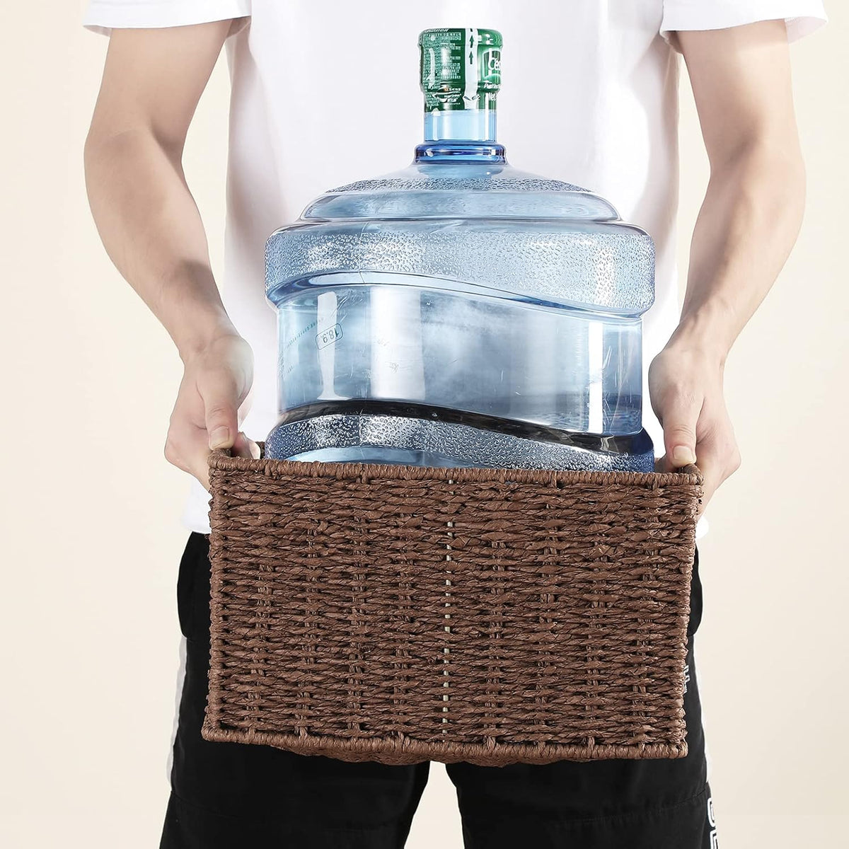 HOONEX Storage Baskets for Organizing, Decorative Round Paper Rope Woven Baskets for Storage with