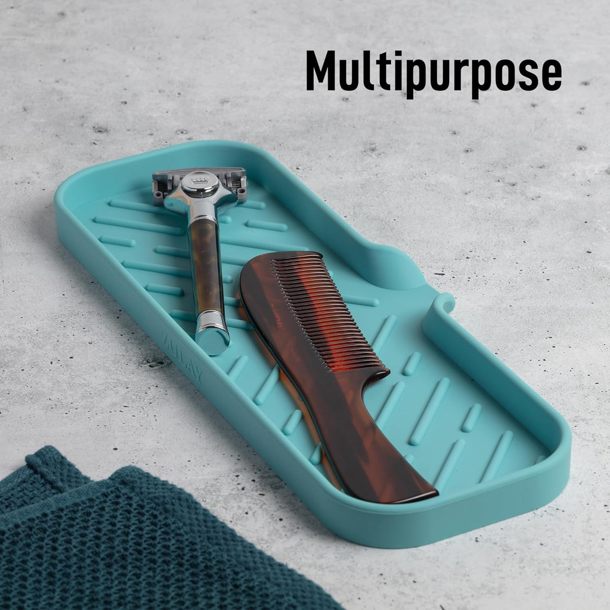 Zulay Large Silicone Sponge Holder (12x4) – Flexible Sink Organizer Tray for Kitchen & Bathroom