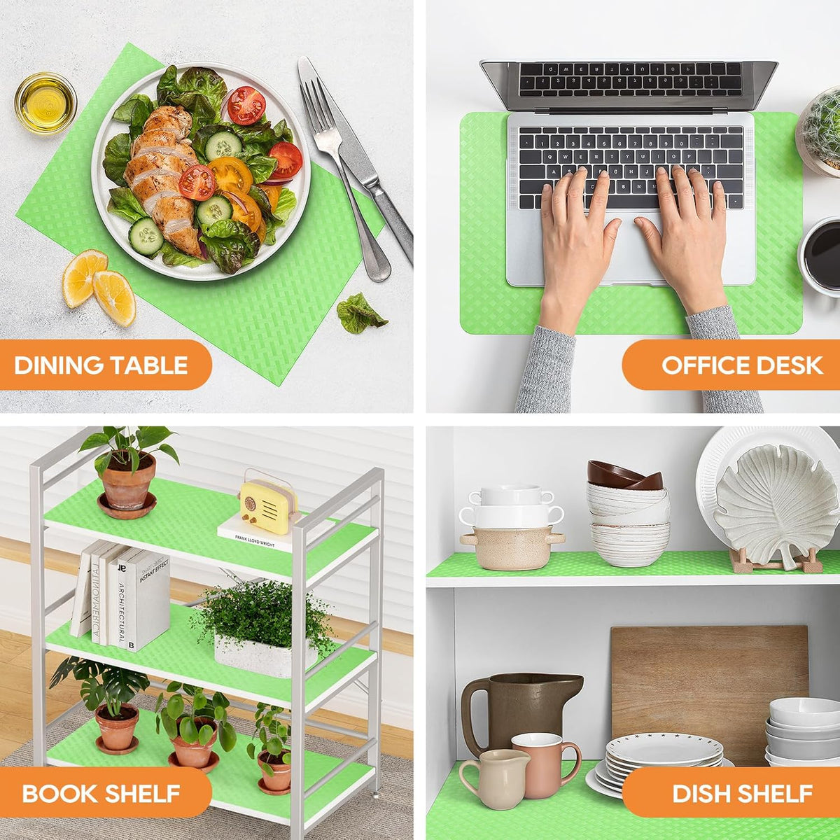 Green Fridge Liner Shelf Liners for Kitchen Cabinet Refrigerator Liners Waterproof & Oil-Proof