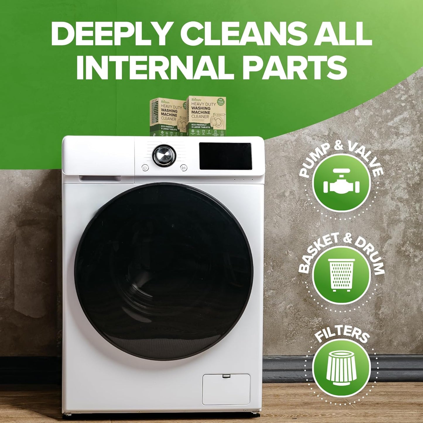Dishwasher Cleaner + Washing Machine Cleaner Bundle - Heavy Duty Appliance Deep Cleaning, Descaling