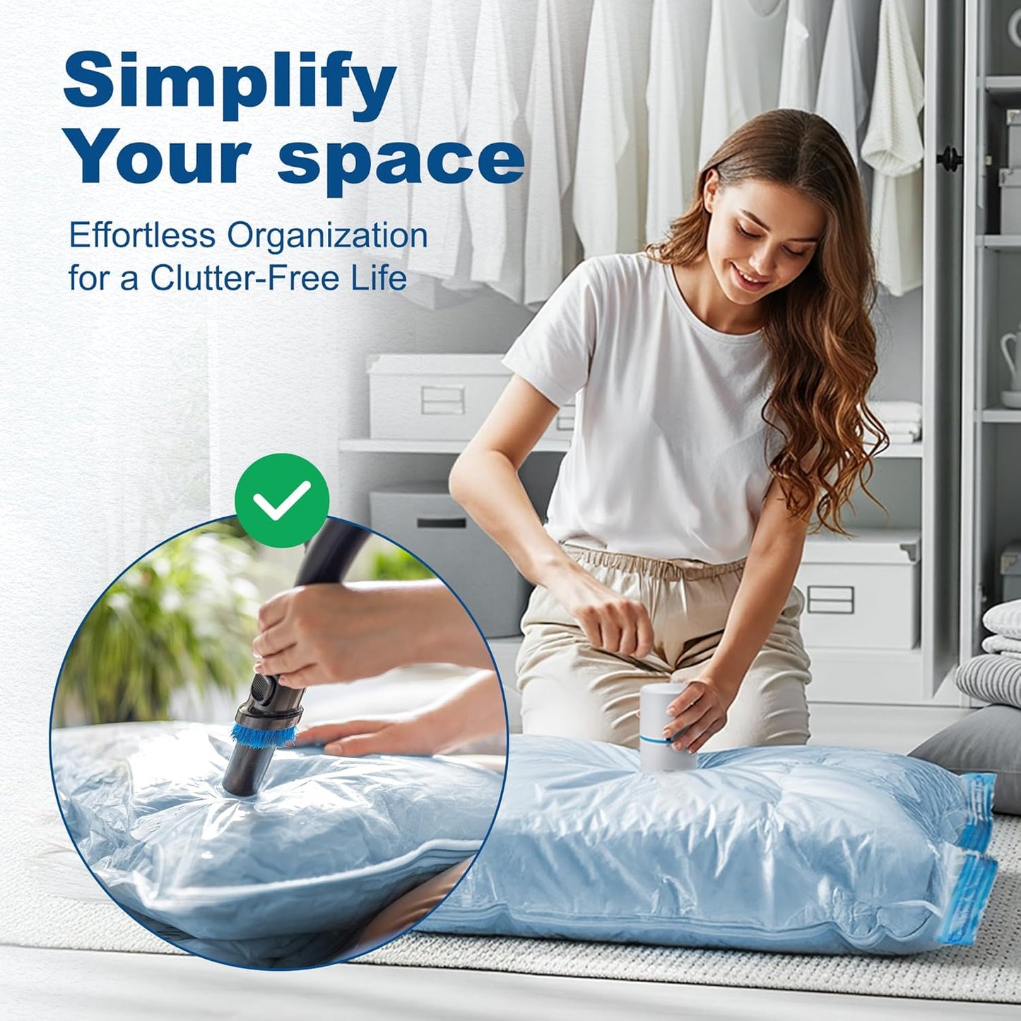 HOUSE DAY 22 Pack Vacuum Seal Bags For Clothing Travel, 80% Space Saving Travel Vacuum Bags with
