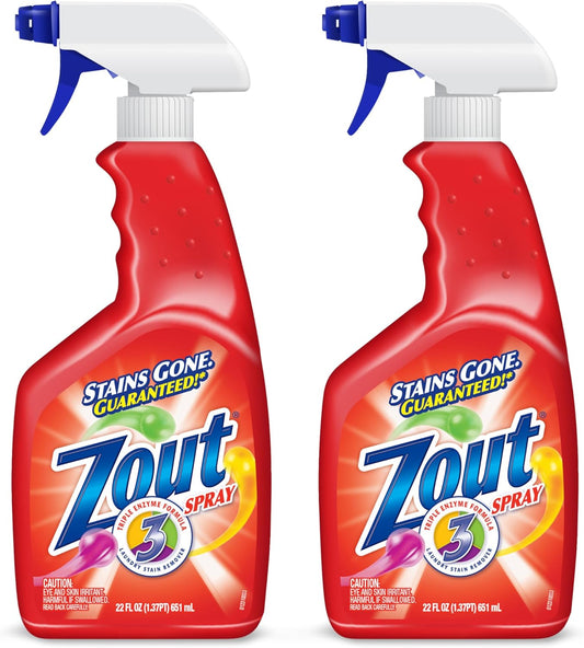 Zout Laundry Stain Remover Spray, Triple Enzyme Formula Removes the Toughest Stains, Made in the