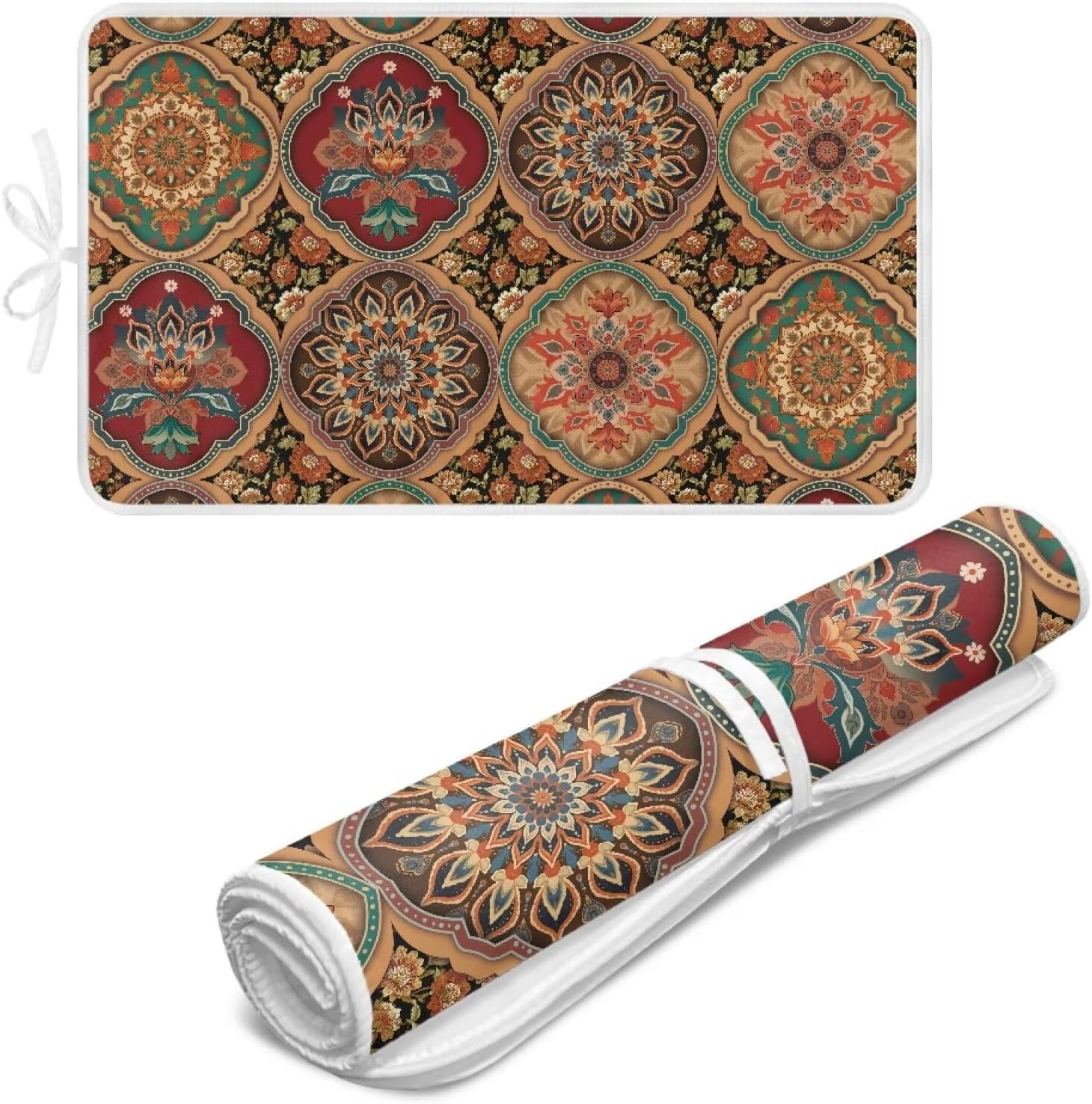 Folding Ironing Mat Heat and Steam Resistant Mandala Ironing Pad 32 x 16 Inch Foldable Iron Mat for