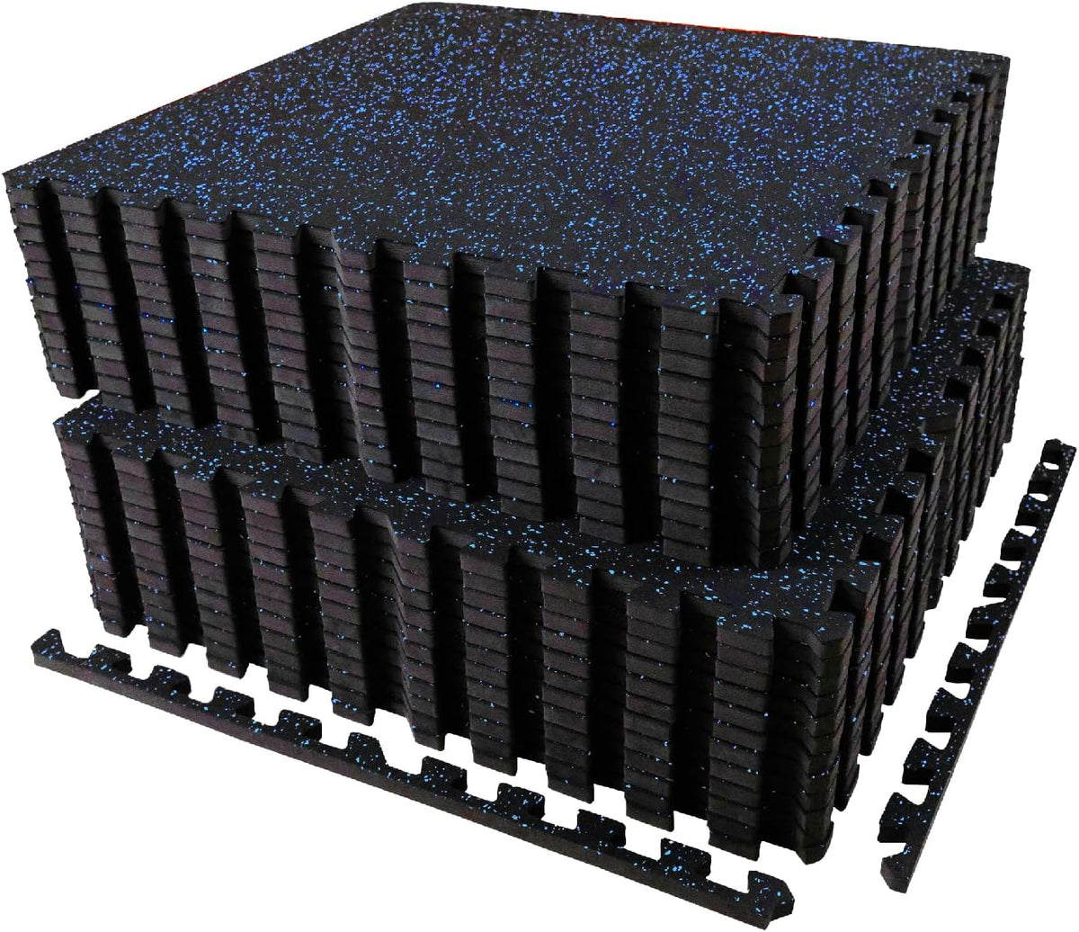 AIRHOP 0.56in Thick 96 Sq Ft Exercise Equipment Mats, 24Tiles Upgraded Rubber Top with High Density
