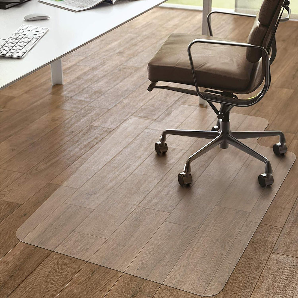 Kuyal Chair Mat, Rolling Chair Mat for Hardwood Floor, 45" X 53" Transparent PVC Home Office Floor